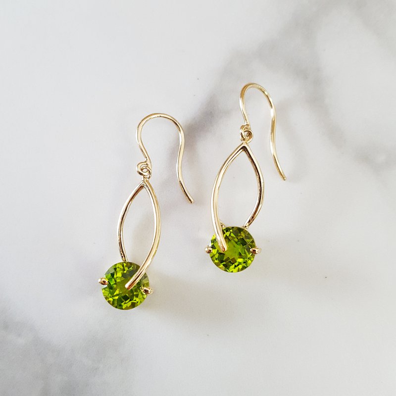 Arizona Peridot Gold Jewelry Peridot Checkerboard Cut Dangle Earrings