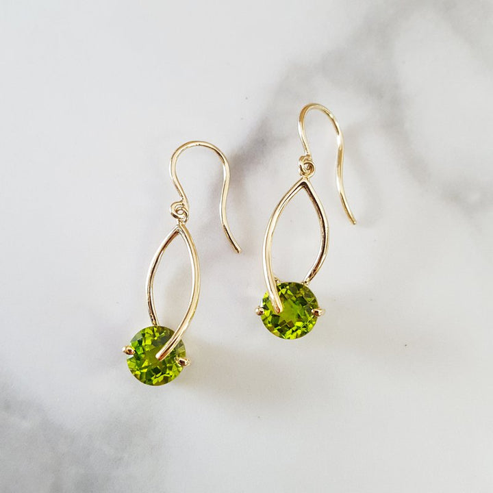 Arizona Peridot Gold Jewelry Peridot Checkerboard Cut Dangle Earrings