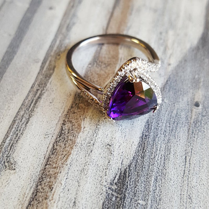 Trillion Cut Amethyst Ring