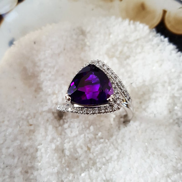 Trillion Cut Amethyst Ring
