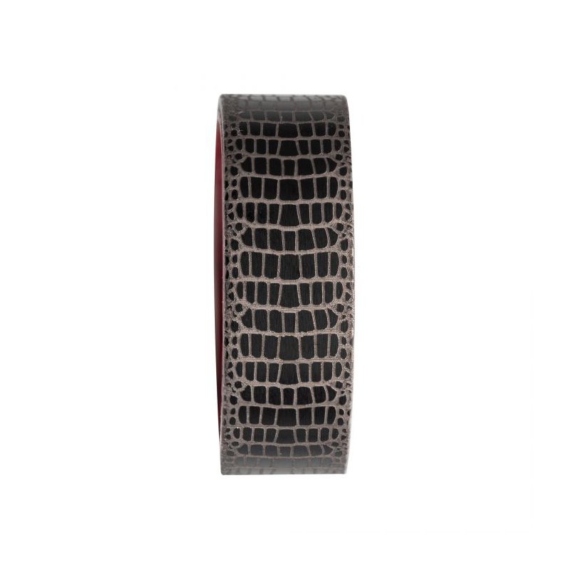 INOX Jewelry Titanium Black IP with Reptile Skin Pattern with Inner Rosewood Comfort Fit Ring