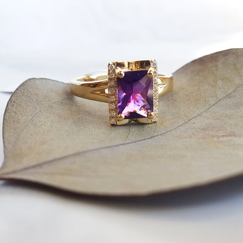 Arizona Amethyst Gold Jewelry Open Book Ring