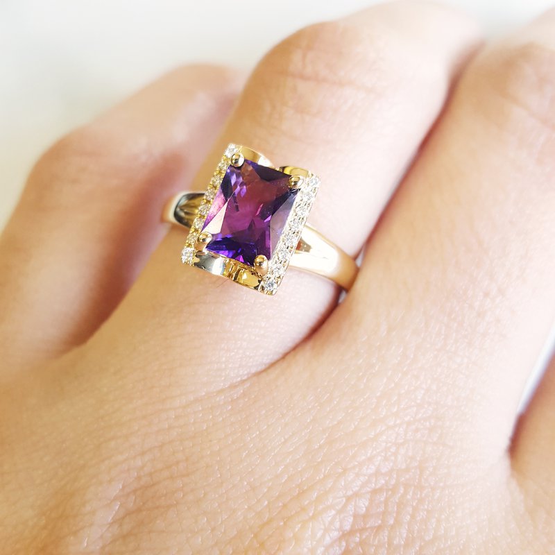 Arizona Amethyst Gold Jewelry Open Book Ring