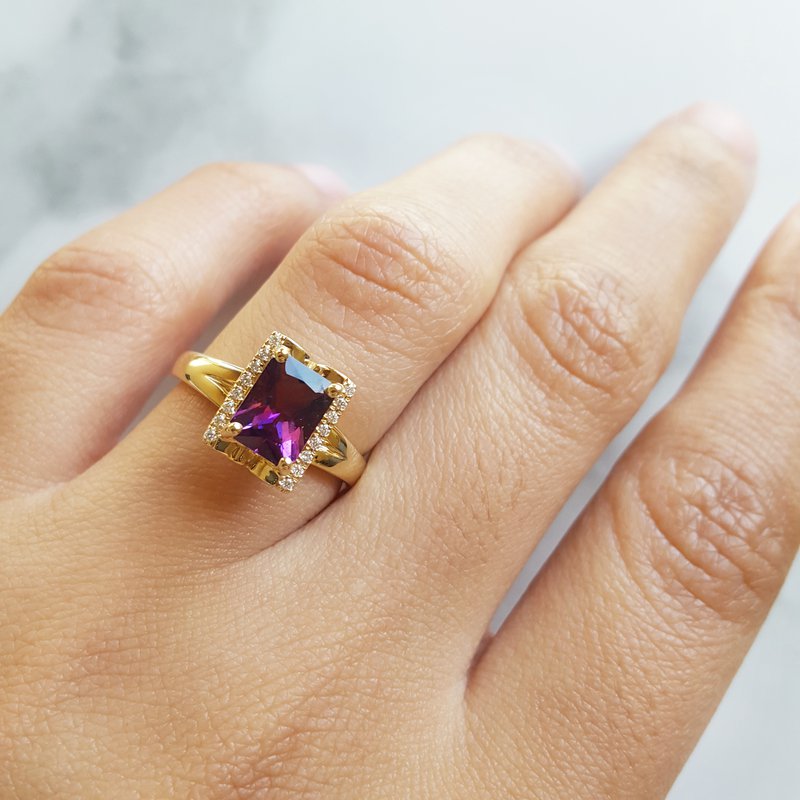 Arizona Amethyst Gold Jewelry Open Book Ring
