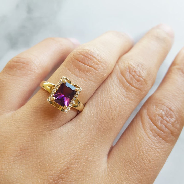 Arizona Amethyst Gold Jewelry Open Book Ring