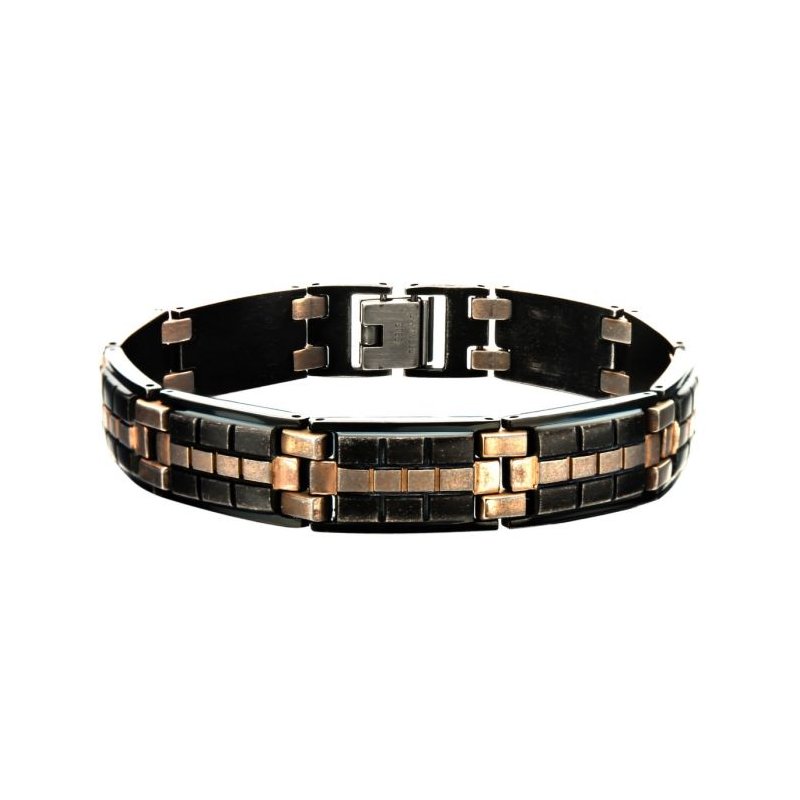 INOX Jewelry Antique Metal & Bronze Tone Tile Bracelet BRLT017