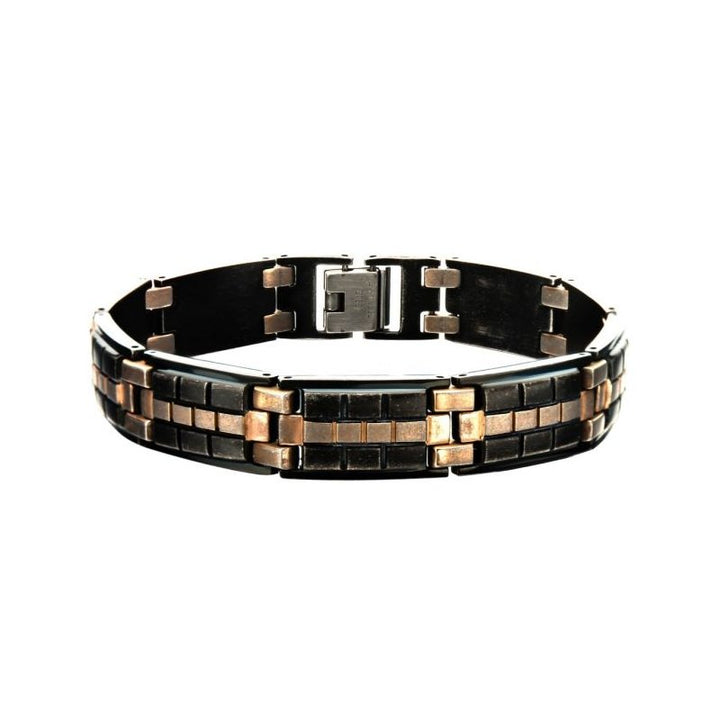 INOX Jewelry Antique Metal & Bronze Tone Tile Bracelet BRLT017