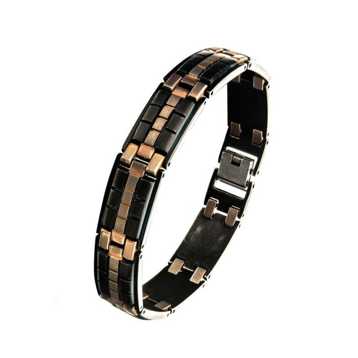 INOX Jewelry Antique Metal & Bronze Tone Tile Bracelet