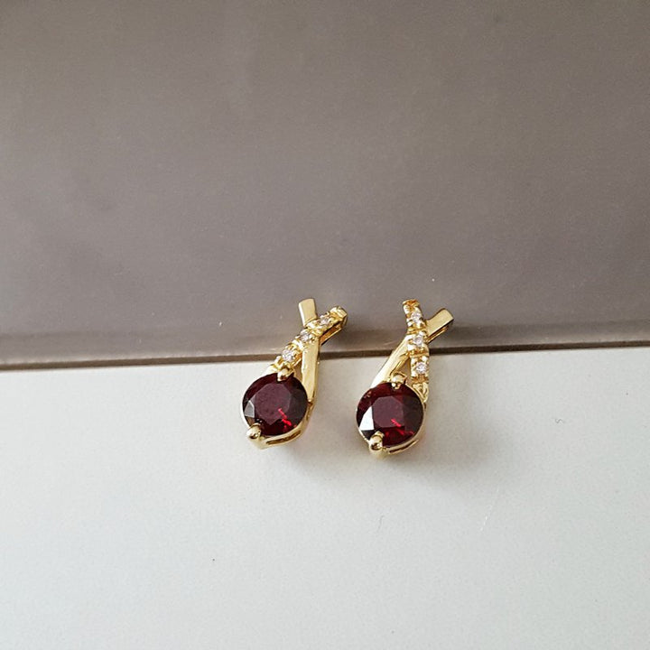 Arizona Anthill Garnet Gold Jewelry Criss Cross Stud Earrings