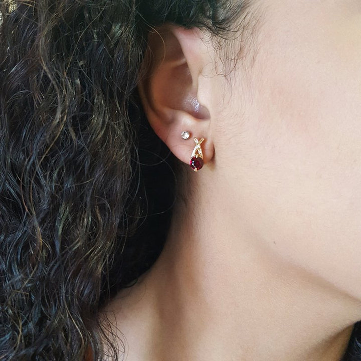 Arizona Anthill Garnet Gold Jewelry Criss Cross Stud Earrings