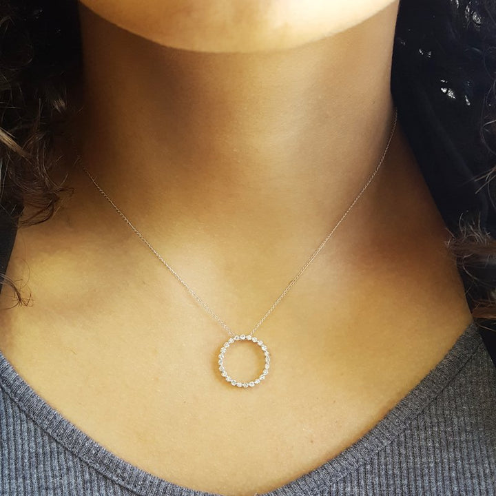 Gems One Diamond Eternity Circle Floating Pendant Necklace In 14k White Gold (1/2ctw)