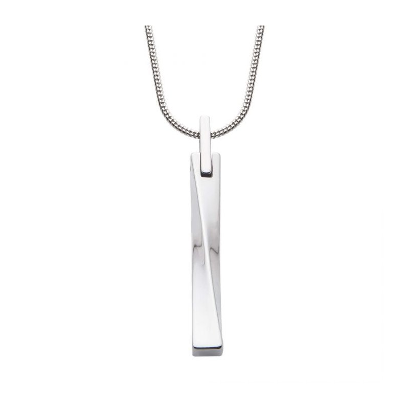 INOX Jewelry Tungsten Carbide Warped Monolith Pendant with Steel Snake Chain TNP61NK1