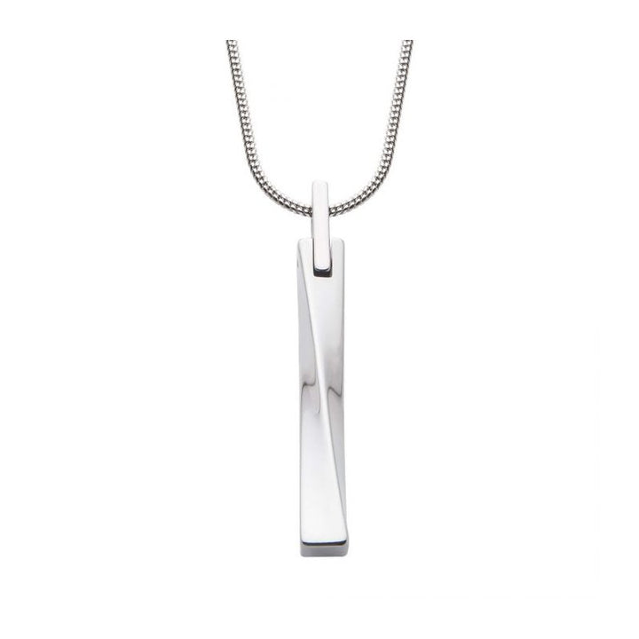 INOX Jewelry Tungsten Carbide Warped Monolith Pendant with Steel Snake Chain TNP61NK1