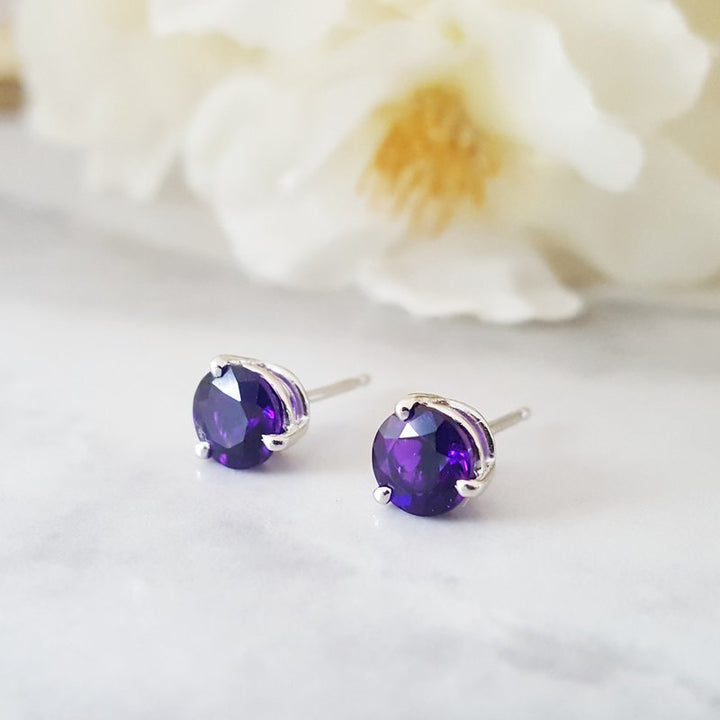 Arizona Amethyst Gold Jewelry Essential 1 1/4CT Round Cut Earrings