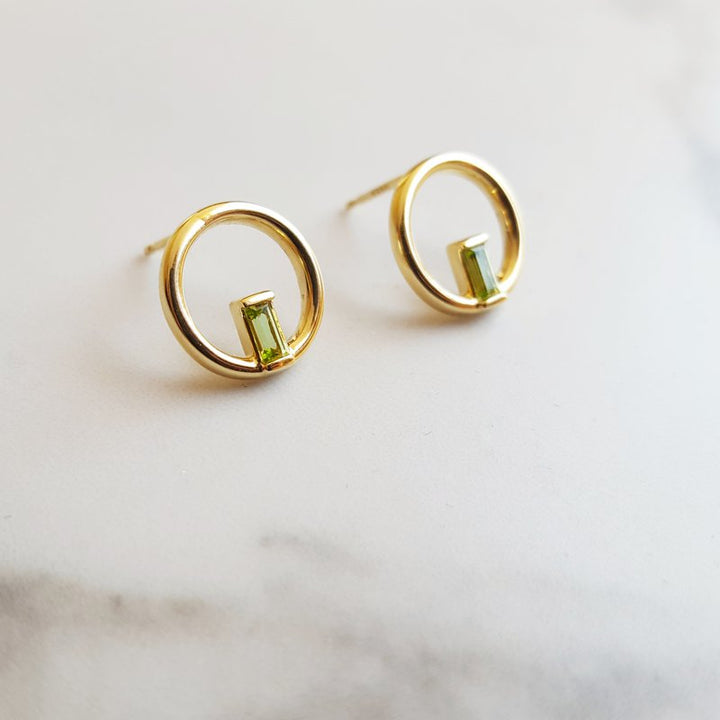 Arizona Peridot Gold Jewelry Negative Space Earrings 370583
