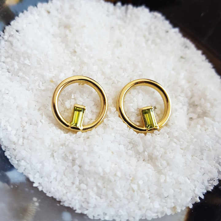Arizona Peridot Gold Jewelry Negative Space Earrings