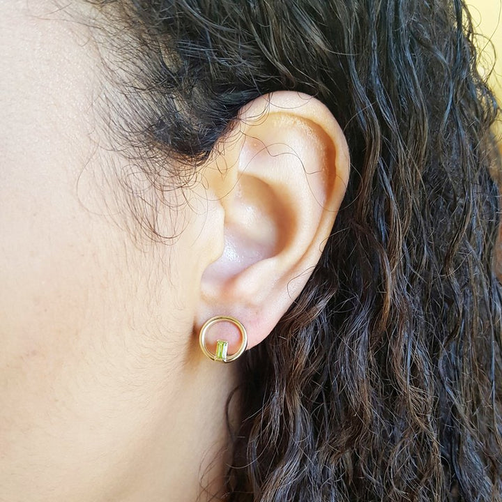 Arizona Peridot Gold Jewelry Negative Space Earrings