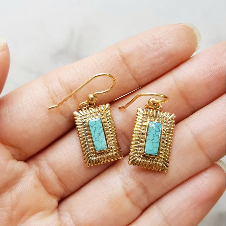 American Gem Collection Gold Framed Turquoise Dangles