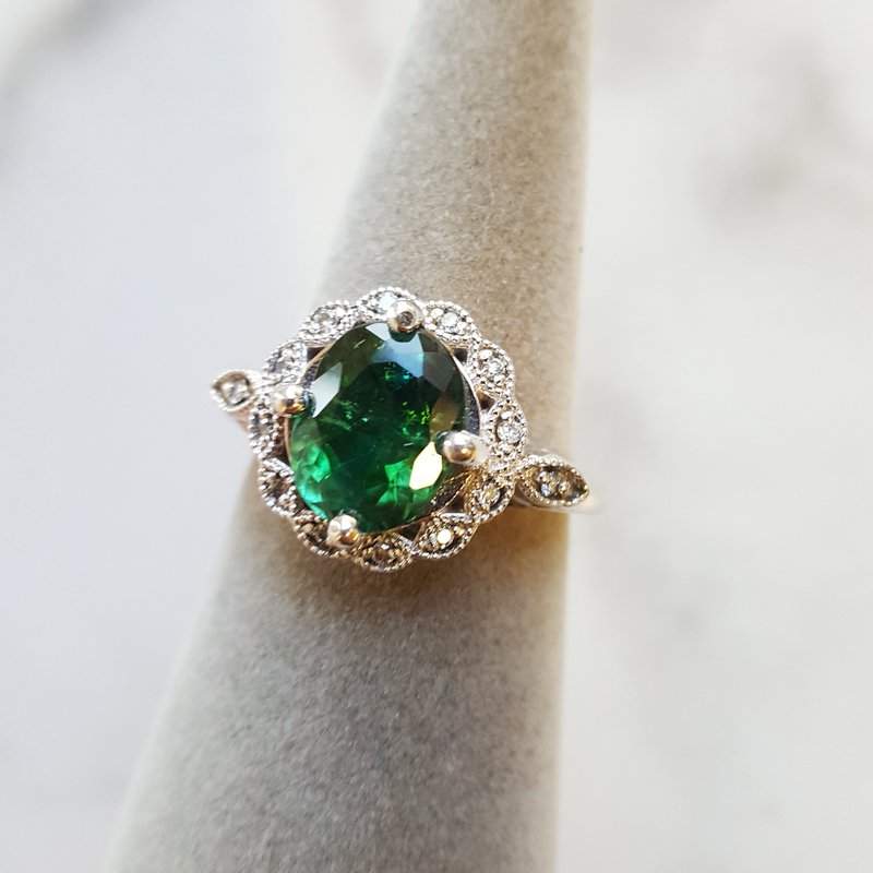 Luxury by Rene Hernandez Dark Green Tourmaline Ring 050581