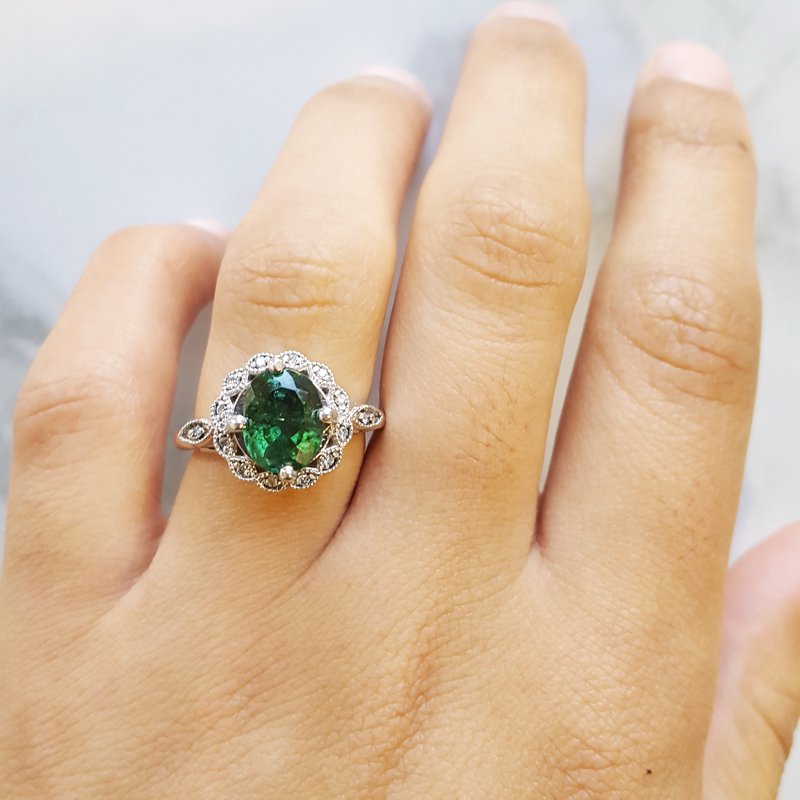Luxury by Rene Hernandez Dark Green Tourmaline Ring
