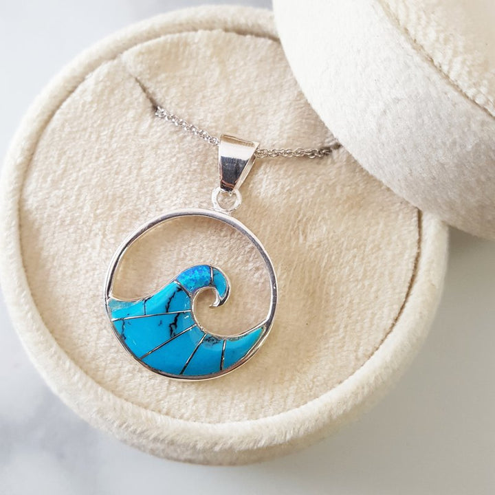 Arizona Turquoise and Inlaid Jewelry Ocean Wave Pendant