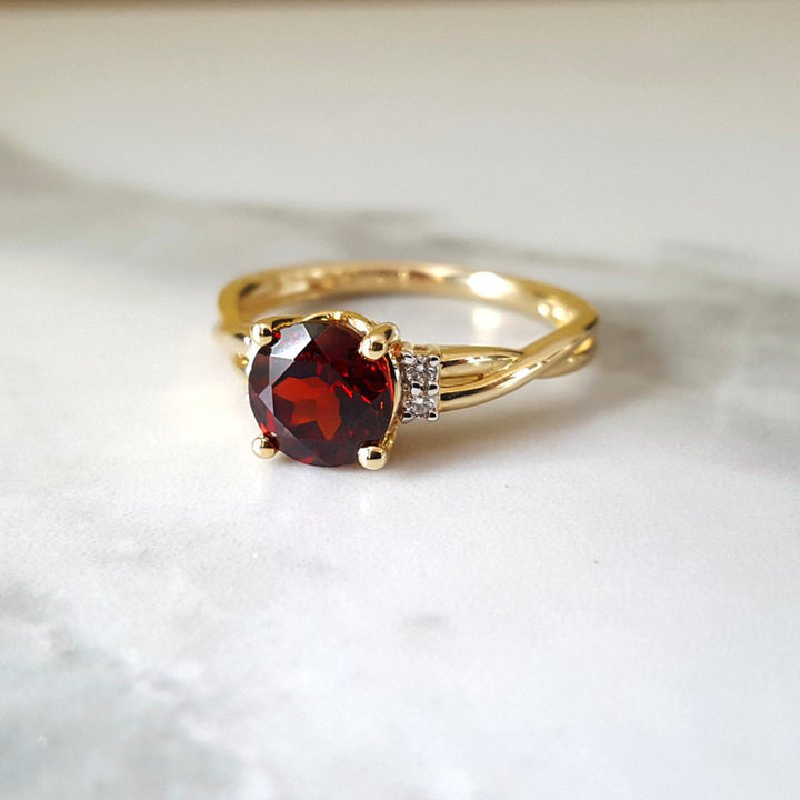 Sami Fine Jewelry Round Garnet Ring