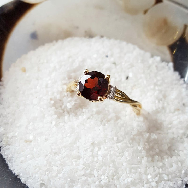 Sami Fine Jewelry Round Garnet Ring