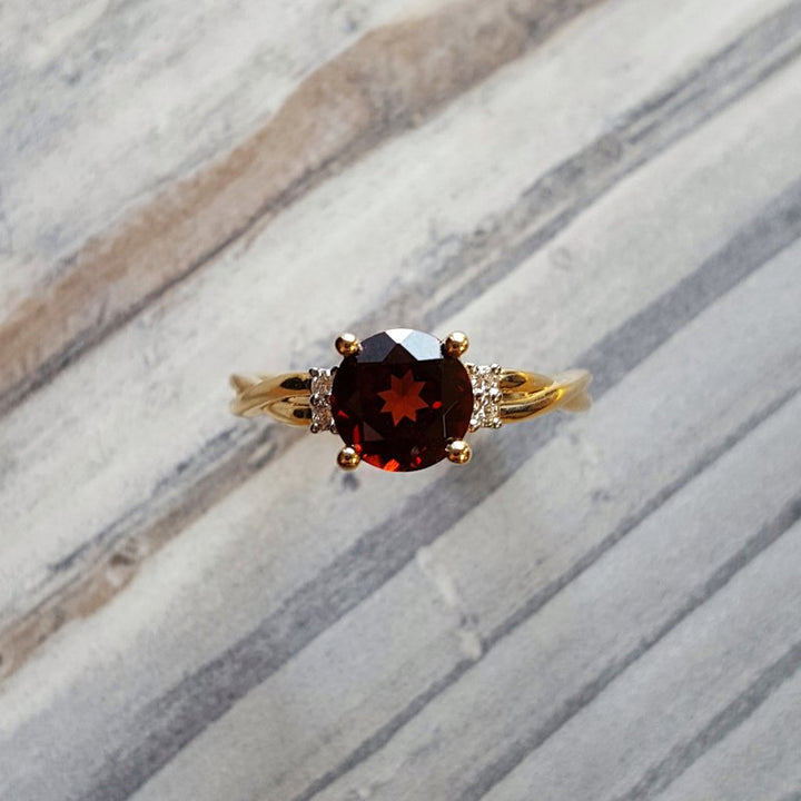 Sami Fine Jewelry Round Garnet Ring