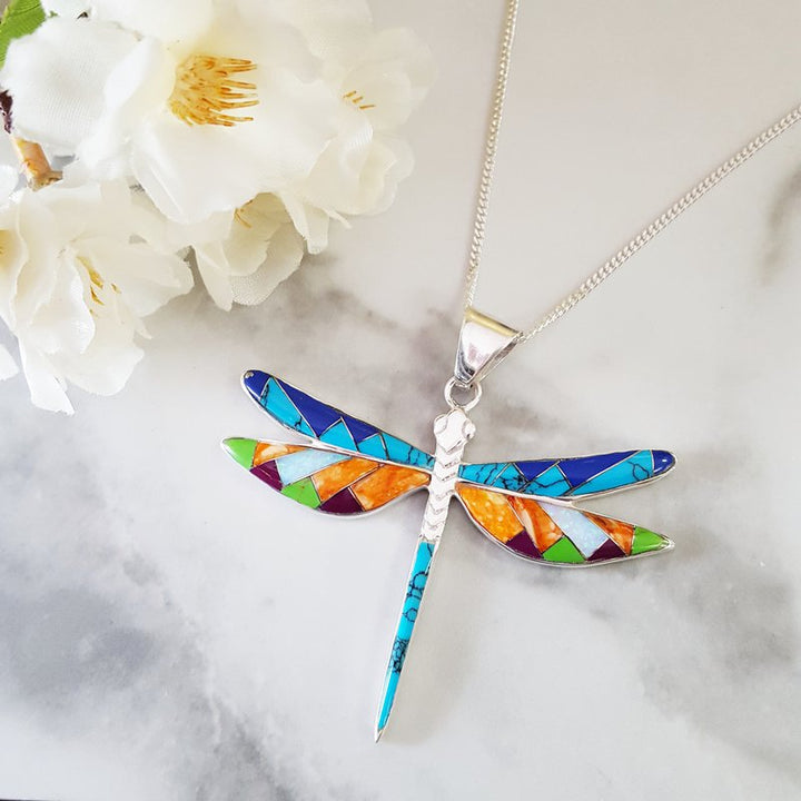 Arizona Turquoise and Inlaid Jewelry Arizona Turquoise and Inlay Dragonfly Pendant 2411516