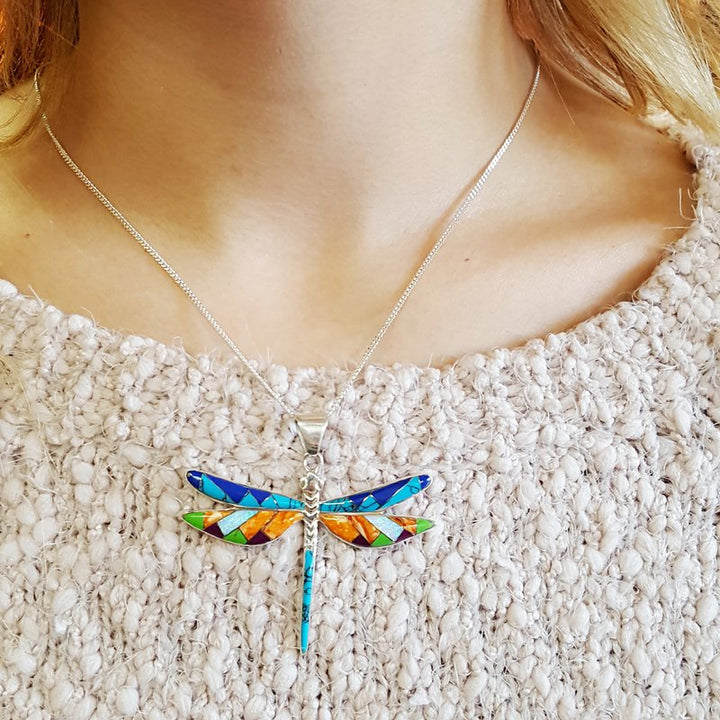 Arizona Turquoise and Inlaid Jewelry Arizona Turquoise and Inlay Dragonfly Pendant