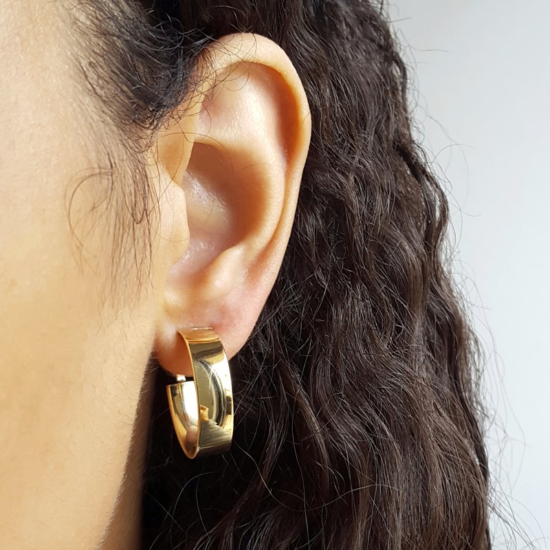Sami Fine Jewelry High Polish Wide Gold Hoops