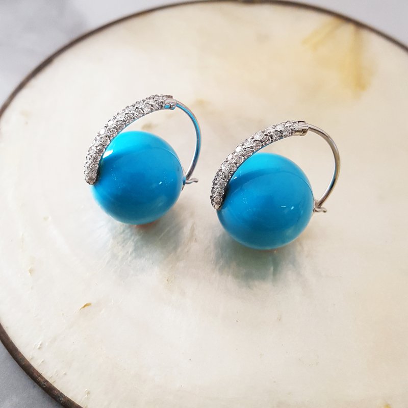  Luxury by Rene Hernandez Turquoise Sphere Earrings 161256 - Sami Fine Jewelry