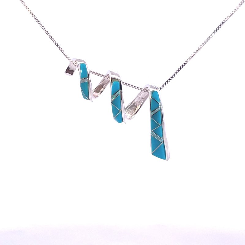 Arizona Turquoise and Inlaid Jewelry Turquoise and Opal Inlaid Spiral Pendant