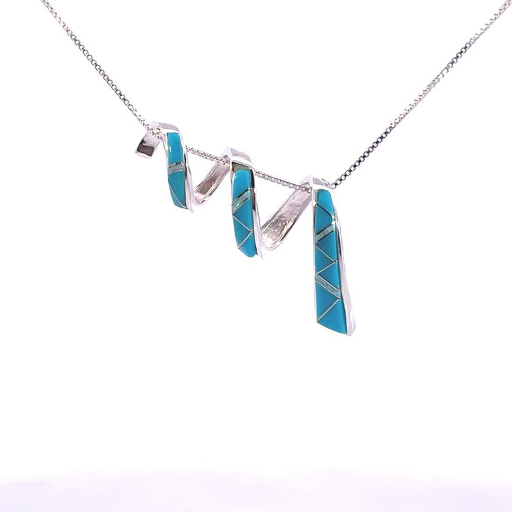 Arizona Turquoise and Inlaid Jewelry Turquoise and Opal Inlaid Spiral Pendant