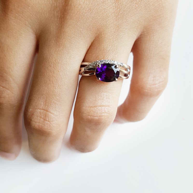  Arizona Amethyst Gold Jewelry Asymmetrical Wave Ring 363184