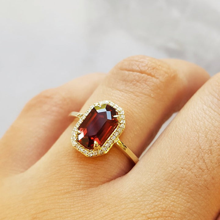 Allison Kaufman Gothic Halo Garnet Ring 061296