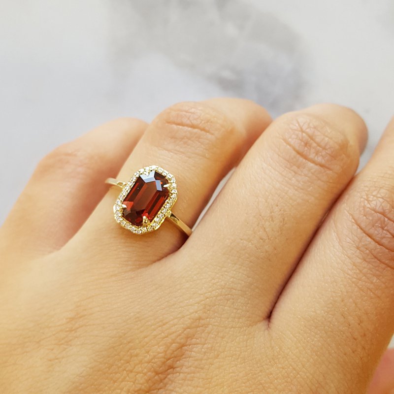 Allison Kaufman Halo Garnet Ring