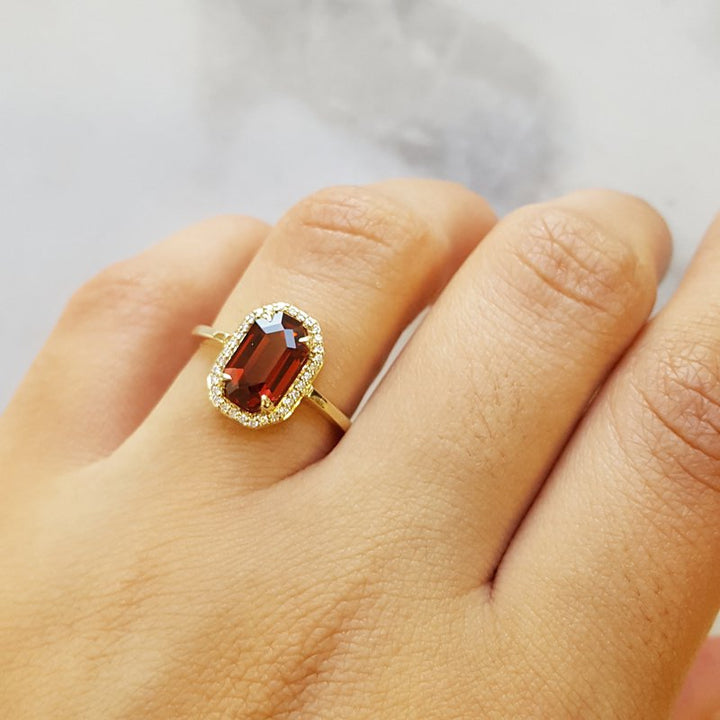 Allison Kaufman Halo Garnet Ring