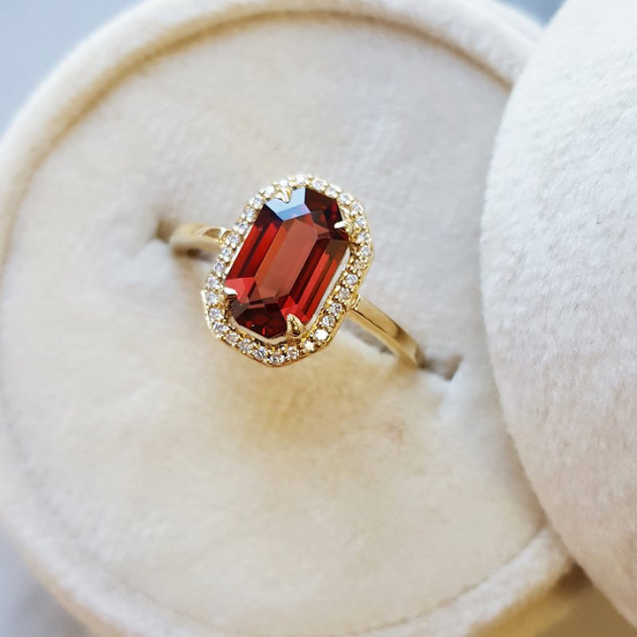 Allison Kaufman Halo Garnet Ring