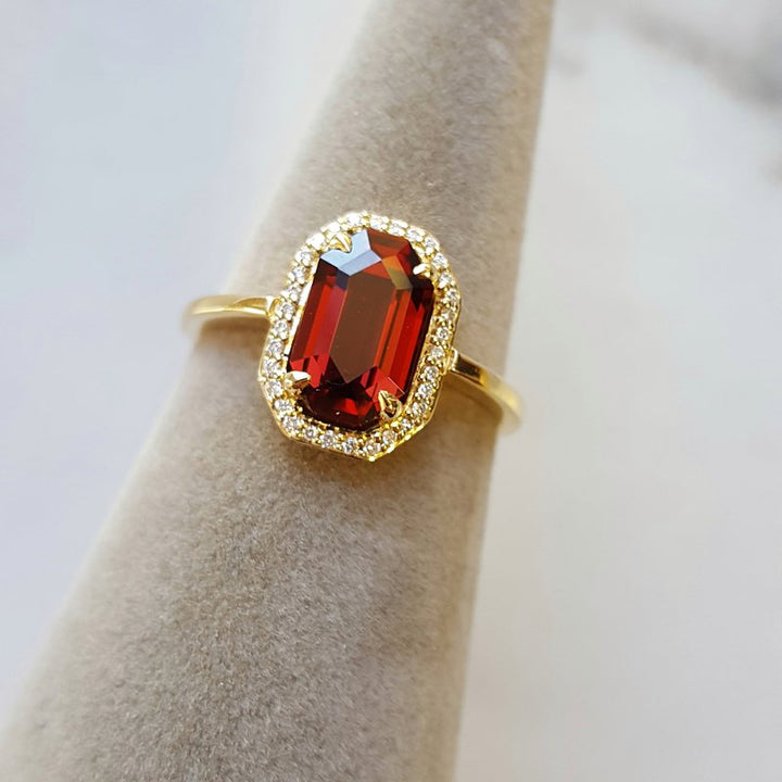 Allison Kaufman Halo Garnet Ring