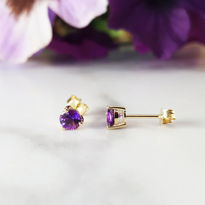  Arizona Amethyst Gold Jewelry Essential 1/2CT Round Studs 363234