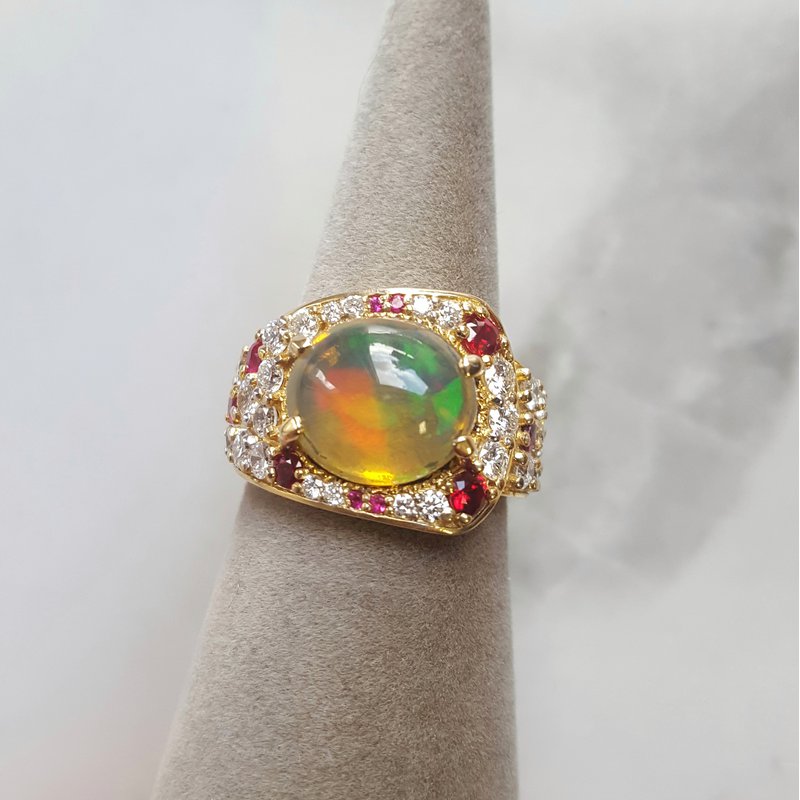 Luxury by Rene Hernandez Lightning Ridge Opal Ring 040193