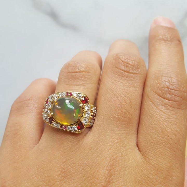Luxury by Rene Hernandez Lightning Ridge Opal Ring