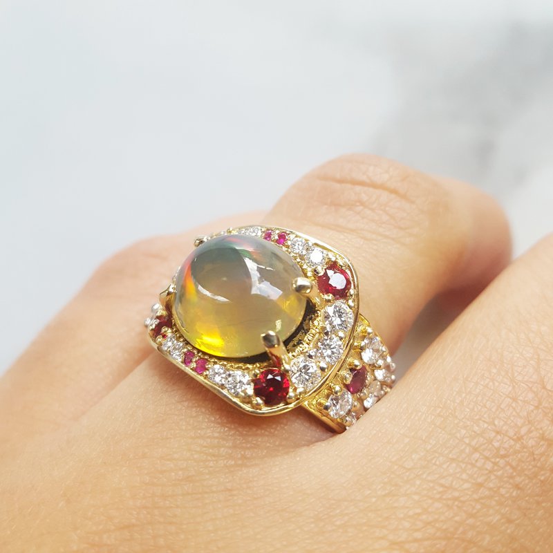 Luxury by Rene Hernandez Lightning Ridge Opal Ring