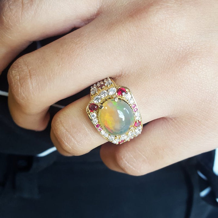 Luxury by Rene Hernandez Lightning Ridge Opal Ring