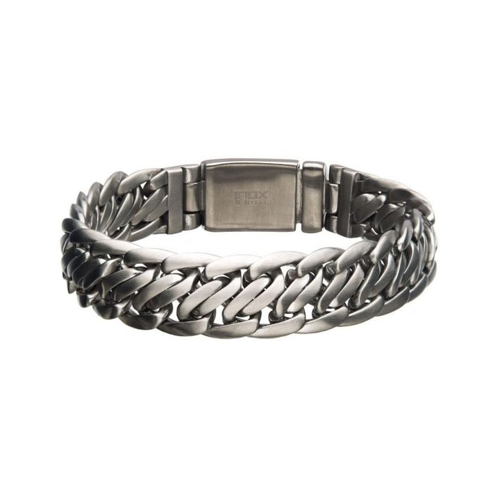 INOX Jewelry Matte Stainless Steel Double Helix Chain Bracelet BRSTDB10M-85