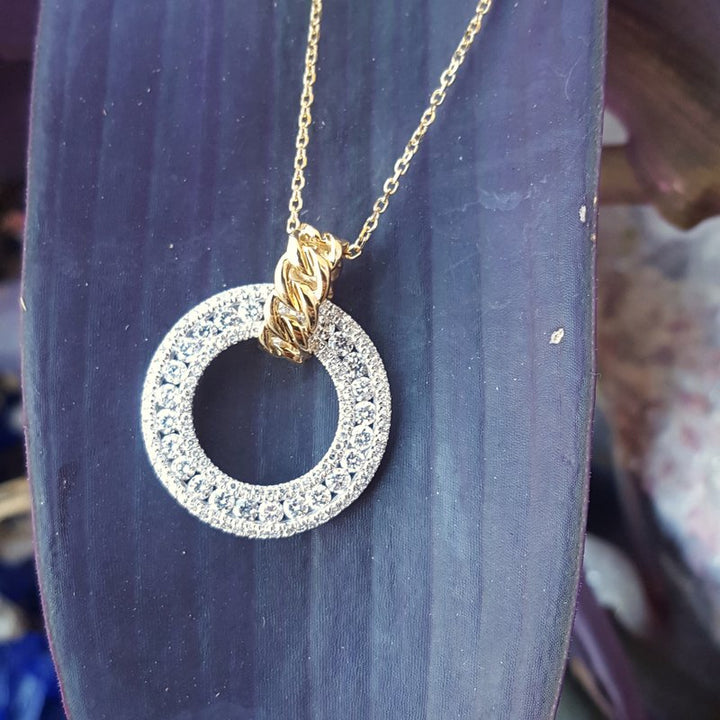 Sami Fine Jewelry Two-Tone Diamond Circle Pendant