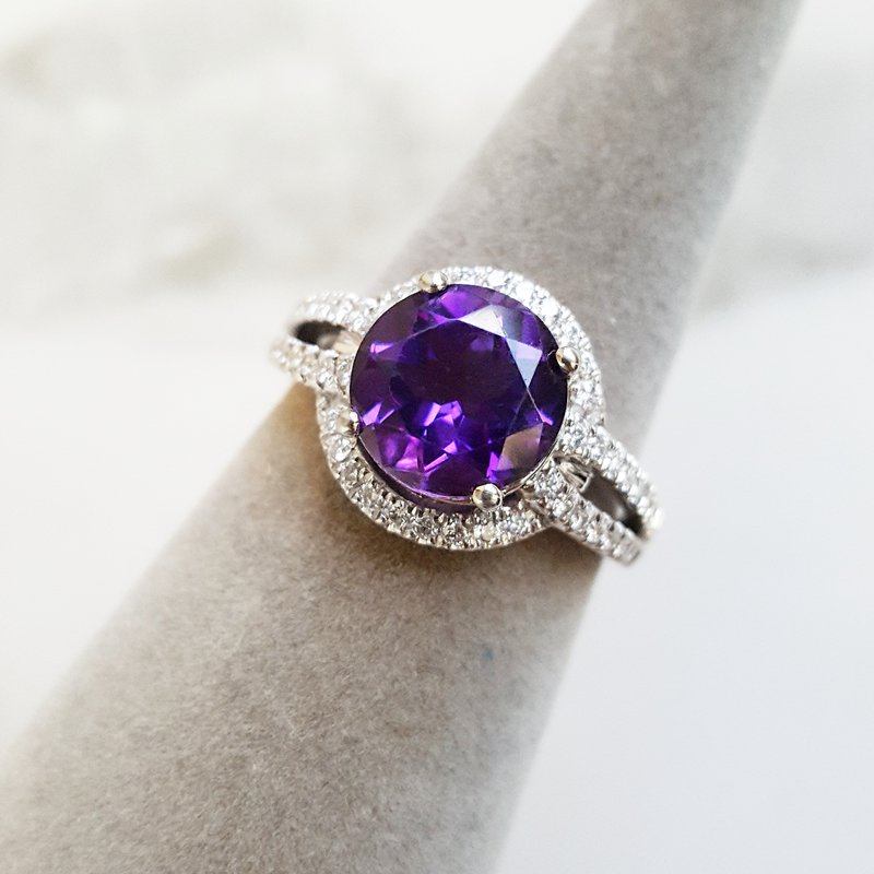 Arizona Amethyst Gold Jewelry Amethyst Halo Style Split Shank Ring