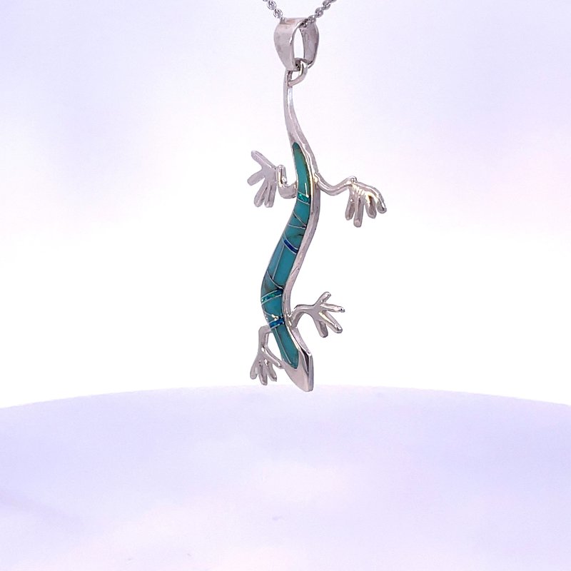 Arizona Turquoise and Inlaid Jewelry Gecko Pendant