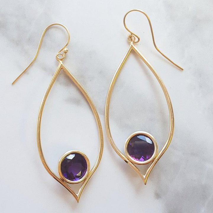  Arizona Amethyst Gold Jewelry Ballpoint Amethyst Drop Earrings 363585